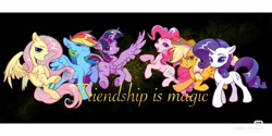 Size: 1280x640 | Tagged: safe, artist:海啸, applejack, fluttershy, pinkie pie, rainbow dash, rarity, twilight sparkle, alicorn, earth pony, pegasus, pony, unicorn, g4, horn, mane six, twilight sparkle (alicorn)