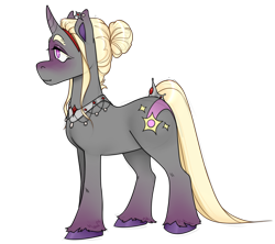 Size: 1800x1600 | Tagged: safe, artist:kavli-kaffel, oc, oc only, unicorn, accessory, ear piercing, earring, female, horn, jewelry, long tail, necklace, piercing, simple background, solo, tail, transparent background