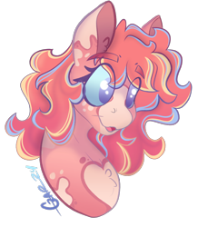 Size: 1152x1324 | Tagged: safe, artist:trashpanda czar, oc, oc only, oc:sugar bomb, pony, bust, chest fluff, coat markings, ear fluff, eyebrows, eyebrows visible through hair, female, mare, medibang paint, open mouth, portrait, signature, simple background, transparent background, wide eyes