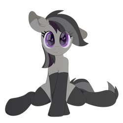 Size: 3500x3500 | Tagged: safe, artist:ponkus, oc, oc only, oc:rocky karst, earth pony, hybrid, kirin, pony, :3, clothes, cute, fangs, female, hybrid oc, hybrid pony, mare, one ear down, simple background, socks, solo, transparent background