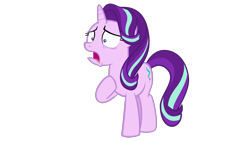 Size: 1920x1080 | Tagged: safe, artist:starlightglimmer04, edit, edited screencap, screencap, starlight glimmer, pony, unicorn, g4, no second prances, female, frown, horn, mare, not a vector, open mouth, raised hoof, simple background, solo, transparent background