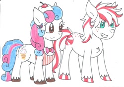 Size: 1236x865 | Tagged: safe, artist:cmara, oc, oc only, oc:ice cream, oc:peppermints, earth pony, duo, female, male, simple background, white background