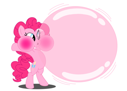 Size: 3748x2704 | Tagged: safe, artist:ga-bi17, pinkie pie, earth pony, pony, g4, my little pony: friendship is magic, putting your hoof down, bipedal, bubblegum, female, food, gum, puffy cheeks, simple background, solo, white background