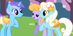 Size: 767x376 | Tagged: safe, screencap, diamond mint, drizzle, serena, earth pony, pegasus, pony, unicorn, g4, pinkie pride, :o, background pony, cropped, female, horn, mare, oooooh, open mouth, trio, trio female