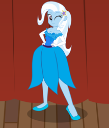 Size: 7809x9114 | Tagged: safe, trixie, human, equestria girls, g4, ballerina, female, flower, looking at you, one eye closed, smiling, solo, wink, winking at you