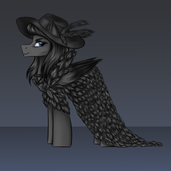 Size: 3000x3000 | Tagged: safe, artist:darklight1315, oc, oc only, oc:mrs.crow, pegasus, pony, fallout equestria, clothes, concept art, dress, fallout equestria: mayday, feather, hat, pre-war, solo