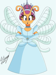 Size: 1280x1701 | Tagged: safe, artist:denisseguadiana, scootaloo, breezie, fairy, human, equestria girls, g4, breeziefied, breezieloo, choker, cinderella, clothes, dress, evening gloves, female, gloves, gown, hada, jewelry, long gloves, poofy shoulders, ring, scootaloo also dresses in style, solo, species swap, surprised, tiara