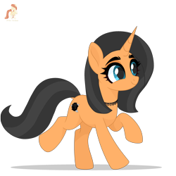 Size: 3000x3000 | Tagged: safe, artist:r4hucksake, oc, oc only, oc:ebony rose, pony, unicorn, choker, cute, dock, eyebrows, eyeshadow, female, horn, makeup, mare, ocbetes, raised hooves, simple background, smiling, solo, story included, tail, transparent background, two toned mane, two toned tail