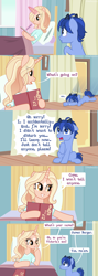 Size: 1280x3600 | Tagged: safe, artist:limedazzle, oc, oc only, oc:james, oc:lena, pony, book, colt, comic, female, foal, horns, male, mare