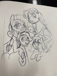 Size: 1536x2048 | Tagged: safe, artist:texacity, big macintosh, fluttershy, oc, oc:jazz apple, oc:opal apple, oc:sugarbee buttercup apple, earth pony, pegasus, pony, g4, baby, baby pony, colt, family, family photo, female, filly, foal, male, mare, offspring, older, older big macintosh, older fluttershy, parent:big macintosh, parent:fluttershy, parents:fluttermac, pencil drawing, ship:fluttermac, shipping, sketch, stallion, straight, traditional art