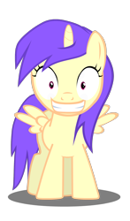 Size: 1200x2046 | Tagged: safe, artist:sersys, alula, pluto, princess erroria, alicorn, pony, g4, alternate design, alternate eye color, alternate hairstyle, awwlula, background pony, big grin, cute, erroriabetes, female, filly, foal, grin, shadow, simple background, smiling, solo, transparent background, vector