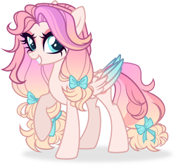 Size: 4904x4645 | Tagged: safe, artist:kojibiose, oc, oc only, oc:windsong willow, pegasus, pony, g4, absurd resolution, blue eyes, bow, colored wings, colored wingtips, cream coat, eyelashes, eyeshadow, female, folded wings, fringe, gradient mane, gradient tail, gradient wings, hair bow, long mane, long tail, looking back, makeup, mare, multicolored mane, multicolored tail, pink eyeshadow, raised hoof, shadow, simple background, slender, smiling, solo, standing on three hooves, striped mane, striped tail, tail, tail bow, thick eyelashes, thin, tied mane, transparent background, vector, wavy mane, wavy tail, wing fluff, wings