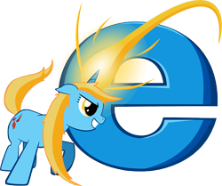 Size: 3682x3076 | Tagged: safe, artist:spokesthebrony, pony, unicorn, 2012, browser ponies, female, horn, internet explorer, logo, magic, mare, ponified, simple background, solo, transparent background, vector