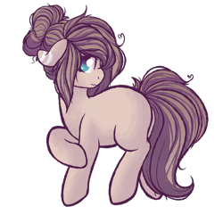 Size: 2000x2000 | Tagged: safe, artist:fannytastical, oc, oc only, oc:rusty, earth pony, pony, colored, earth pony oc, eyebrows, eyebrows visible through hair, female, female oc, floppy ears, mare, mare oc, missing cutie mark, pony oc, raised hoof, requested art, shading, simple background, solo, striped ears, transparent background, uncomfortable, wavy mouth