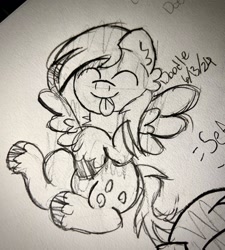 Size: 640x712 | Tagged: safe, artist:doodle-doodie-doo, derpy hooves, pegasus, pony, g4, cute, paper, smiling, solo, traditional art