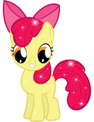 Size: 1583x2048 | Tagged: safe, apple bloom, earth pony, pony, g4, official, apple bloom's bow, blank flank, bow, cute, female, filly, foal, grin, hair bow, looking at you, shiny mane, shiny tail, simple background, smiling, solo, stock vector, transparent background, zazzle