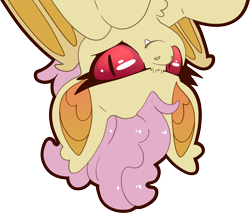 Size: 4856x4128 | Tagged: safe, artist:cutepencilcase, fluttershy, bat pony, pony, g4, absurd resolution, bat ponified, bust, fangs, flutterbat, portrait, race swap, red eyes, simple background, slit pupils, smiling, smirk, solo, transparent background, upside down