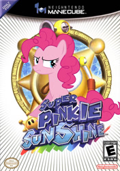 Size: 705x1000 | Tagged: safe, artist:nickyv917, artist:patec, pinkie pie, earth pony, pony, g4, box art, e rating, esrb, female, gamecube, mare, solo, super mario sunshine, video game, video game console