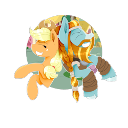 Size: 2000x2000 | Tagged: safe, artist:kathepart, applejack, rockhoof, earth pony, g4, duo, duo male and female, female, male, simple background, transparent background