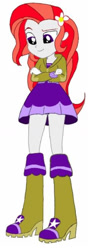 Size: 467x1331 | Tagged: safe, oc, oc only, oc:magic girl, human, equestria girls, g4, boots, clothes, crossed arms, female, flower, flower in hair, high heel boots, hoodie, recolor, shirt, shoes, simple background, skirt, solo, white background