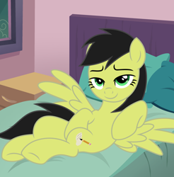 Size: 7000x7106 | Tagged: safe, artist:creedyboy124, oc, oc only, oc:sadie park, pegasus, pony, base used, bed, female, lying down, mare, pegasus oc, smiling, solo