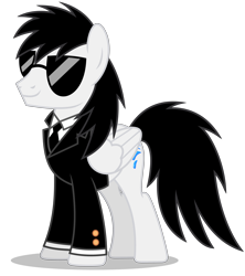 Size: 4606x5185 | Tagged: safe, artist:creedyboy124, oc, oc only, oc:shane park, pegasus, pony, accessory, base used, clothes, happy, male, pegasus oc, simple background, solo, stallion, stallion oc, suit, sunglasses, transparent background, tuxedo, wings