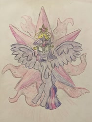 Size: 2223x2964 | Tagged: safe, artist:ermald ice, twilight sparkle, alicorn, pony, g4, big crown thingy, element of magic, jewelry, magic, regalia, solo, traditional art, twilight sparkle (alicorn)