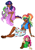 Size: 1749x2481 | Tagged: safe, artist:rockmangurlx, pinkie pie, rainbow dash, spike, twilight sparkle, dragon, gerudo, human, hylian, kokiri, g4, abs, athletic, dark skin, elf ears, female, humanized, light skin, male, midriff, moderate dark skin, simple background, the legend of zelda, white background