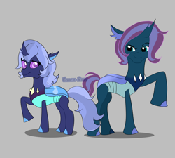 Size: 5472x4924 | Tagged: safe, artist:cookie-ruby, oc, oc only, changedling, changeling, changepony, dark changedling, g4, changedling oc, changeling oc, cute, next generation, offspring, parent:pharynx, parent:princess luna, parents:lunarynx, ponysona, raised hoof, siblings, simple background