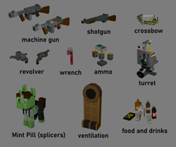 Size: 3000x2500 | Tagged: safe, artist:mint pill, oc, oc only, oc:mint pill, pony, unicorn, bioshock, bioshock pony (mint pill), drink, food, gun, horn, male, splicer, stallion, turret, weapon