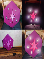 Size: 6078x8110 | Tagged: safe, twilight sparkle, g4, auction, creator:fiery lightning, cutie mark, decoration, discord (program), electricity, handmade, irl, led, light, metal, no pony, photo, twilight sparkle's cutie mark