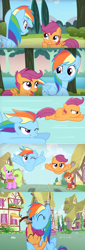 Size: 1027x3011 | Tagged: artist needed, safe, anonymous artist, artist:eiour, daisy, flower wishes, rainbow dash, scootaloo, earth pony, pegasus, pony, comic:learn to fly, g4, ^^, basket, clothes, comic, cute, cutealoo, daaaaaaaaaaaw, dashabetes, duo, eyes closed, female, filly, flower, flying, foal, glasses, grin, heartwarming, hug, looking at each other, looking at someone, mare, one eye closed, open mouth, open smile, ponyville, scootaloo can fly, scootalove, siblings, sisters, smiling, smiling at each other, smirk, spread wings, sweet dreams fuel, wholesome, winghug, wings, wink