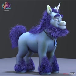 Size: 640x640 | Tagged: safe, artist:damon bard, boulder media, alphabittle blossomforth, pony, unicorn, g5, my little pony: a new generation, 3d, big eyebrows, blind, concept art, gem, hasbro, horn, logo, male, netflix, netflix logo, solo, stallion, unshorn fetlocks, what could have been