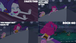 Size: 2000x1125 | Tagged: safe, edit, edited screencap, editor:quoterific, screencap, fluttershy, pinkie pie, rarity, human, equestria girls, equestria girls specials, g4, my little pony equestria girls: spring breakdown, boat, island, lifejacket, ocean, storm, water