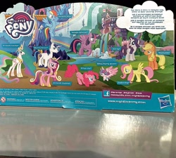 Size: 2378x2142 | Tagged: safe, applejack, fluttershy, pinkie pie, princess cadance, princess celestia, princess flurry heart, rainbow dash, rarity, shining armor, twilight sparkle, alicorn, earth pony, pegasus, pony, unicorn, g4, 2018, collectible, cute, female, figurine, flurrybetes, horn, irl, male, mane six, mare, merchandise, my little pony logo, packaging, photo, school of friendship, stallion, toy, twilight sparkle (alicorn), twilight's castle