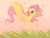 Size: 1800x1350 | Tagged: safe, artist:meteor s, fluttershy, pegasus, pony, g4, cute, female, flying, gradient background, grass, grass field, mare, open mouth, shyabetes, solo, spread wings, wings