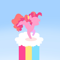 Size: 1800x1800 | Tagged: safe, artist:meteor s, pinkie pie, earth pony, pony, g4, cloud, no face, on a cloud, pansexual, smiling, solo, standing on a cloud