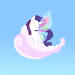 Size: 1800x1800 | Tagged: safe, artist:meteor s, rarity, pony, unicorn, g4, artificial wings, augmented, cloud, gossamer wings, horn, magic, magic wings, no face, on a cloud, sky, solo, standing on a cloud, wings