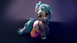 Size: 3840x2160 | Tagged: safe, artist:hattiezazu, oc, oc only, oc:whispy slippers, earth pony, pony, 3d, 3d model, solo