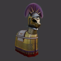 Size: 2160x2160 | Tagged: safe, artist:minucios, pony, 3d, 3d model, armor, blender, blender cycles, byzantine, cycles render, gray background, greek, helmet, history, realistic, render, roman, simple background