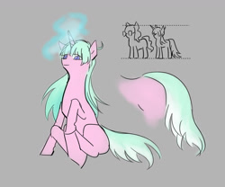 Size: 1701x1417 | Tagged: safe, artist:pain-jam-cookie, oc, oc only, pony, unicorn, anatomically incorrect, distant oceanic getaway, gray background, horn, incorrect leg anatomy, ponified, simple background, solo, unicorn oc