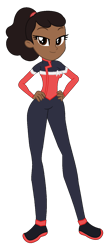 Size: 689x1577 | Tagged: safe, artist:robertsonskywa1, human, equestria girls, g4, african american, beckett mariner, black hair, brown eyes, brown hair, clothes, dark skin, female, hand on hip, photo, ponytail, simple background, solo, star trek, star trek lower decks, starfleet, transparent background, uniform