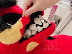 Size: 2048x1536 | Tagged: safe, artist:chaoticreation, oc, oc only, oc:glitch, human, unicorn, fursuit, fursuit head, gritted teeth, hand, horn, irl, irl human, photo, ponysuit, sewing machine, solo, teeth