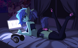 Size: 2236x1370 | Tagged: safe, artist:airiniblock, pipp petals, oc, oc only, oc:gray hat, earth pony, anthro, g5, adorasexy, breasts, cat lingerie, clothes, collar, commission, cute, ear fluff, earth pony oc, eyebrows, eyebrows visible through hair, female, lingerie, looking at you, paw pads, paws, ponytail, reasonably sized breasts, sexy, smiling, socks, solo, stockings, thigh highs