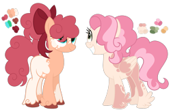 Size: 2725x1752 | Tagged: safe, artist:monochrome-sunsets, oc, oc only, earth pony, pegasus, pony, bow, coat markings, duo, feathered fetlocks, female, folded wings, hair bow, hair over eyes, hair over one eye, magical lesbian spawn, mare, offspring, parent:applejack, parent:fluttershy, parent:pinkie pie, parents:applepie, parents:flutterpie, simple background, transparent background, unshorn fetlocks, wings