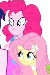 Size: 1703x2520 | Tagged: safe, edit, edited screencap, editor:mrtoonlover83, screencap, fluttershy, pinkie pie, human, equestria girls, g4, background removed, duo, duo female, female, not a vector, simple background, transparent background