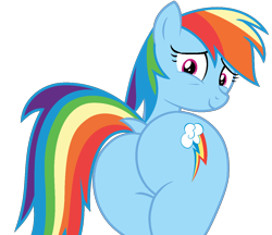 Size: 1164x1006 | Tagged: safe, artist:shieldwingarmorofgod, rainbow dash, pegasus, pony, g4, butt, dock, female, looking at you, looking back, looking back at you, mare, plot, rainbutt dash, simple background, smiling, smiling at you, solo, tail, transparent background