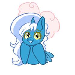 Size: 500x500 | Tagged: safe, artist:shadowphea, oc, oc only, oc:fleurbelle, alicorn, pony, alicorn oc, blue coat, bow, bust, colored eyebrows, colored eyelashes, female, hair accessory, hair bow, horn, looking at you, mane accessory, mare, pink bow, raised hooves, simple background, smiling, smiling at you, solo, sparkly eyes, spread wings, transparent background, two toned mane, wavy mane, wingding eyes, wings, yellow eyelashes, yellow eyes