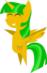 Size: 748x1162 | Tagged: safe, artist:carrotorangelight, oc, oc only, oc:orangelight amber, alicorn, pony, alicorn oc, bipedal, eyes closed, horn, mary sue, pointy ponies, raised hoof, recolor, simple background, solo, spread wings, transparent background, wings