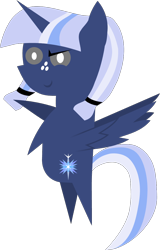 Size: 742x1162 | Tagged: safe, artist:carrotorangelight, oc, oc only, oc:bluebright cobalt, alicorn, original species, pony, umbra pony, bipedal, pointy ponies, raised hoof, simple background, solo, spread wings, transparent background, wings